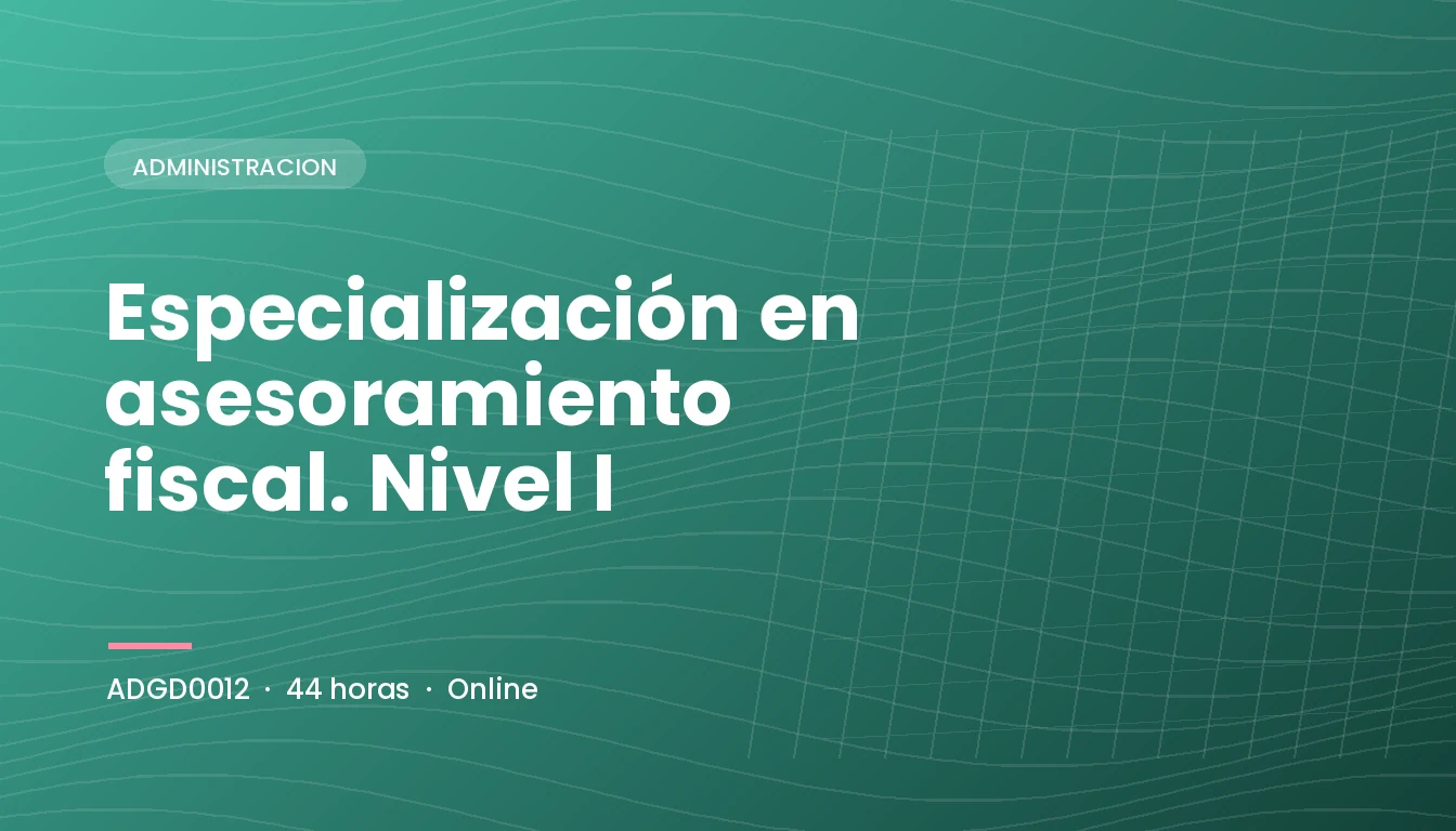 Especialización en Asesoramiento Fiscal. Nivel I (ADGD0012)