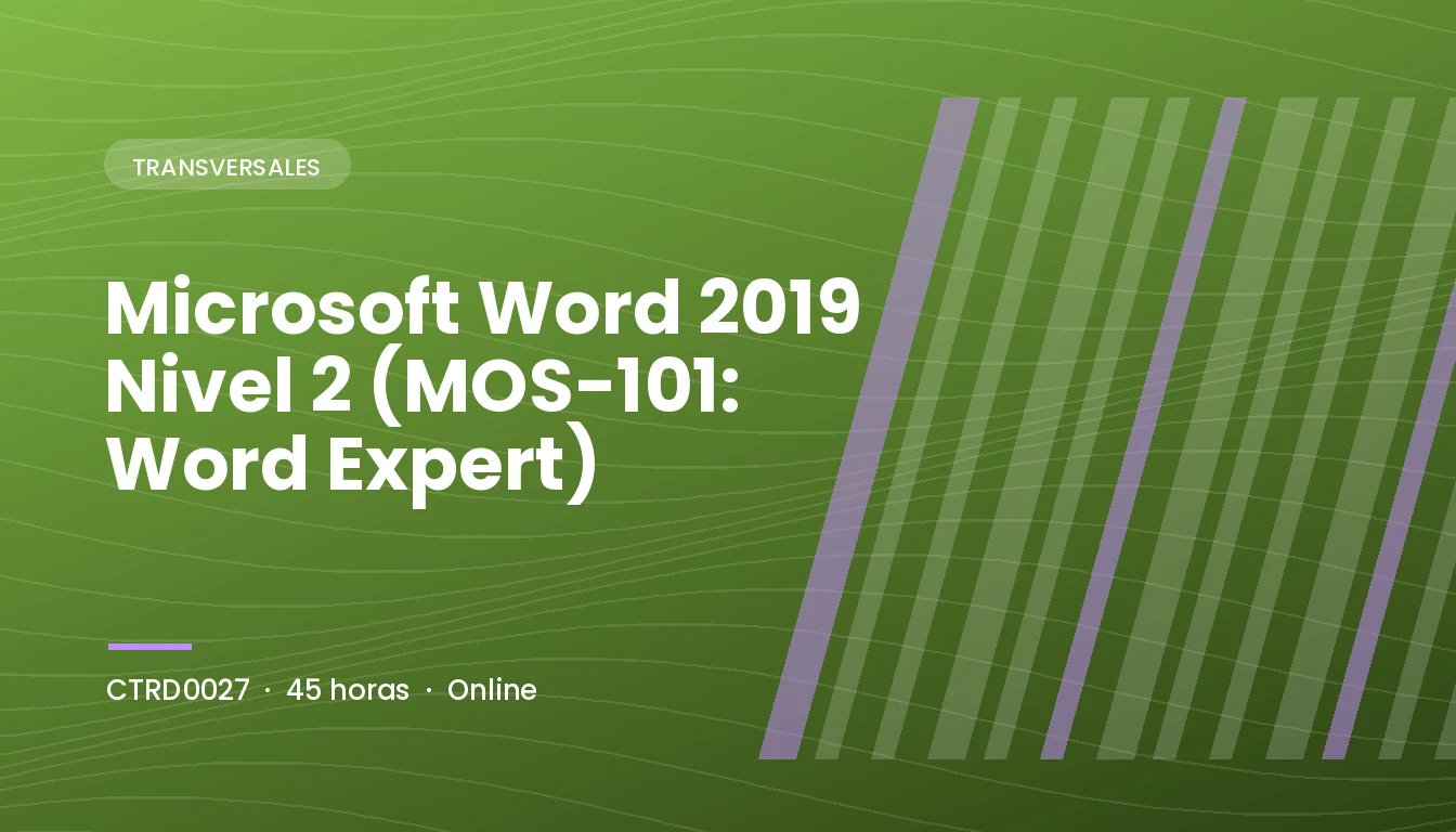 Microsoft Word 2019 Nivel 2 (MOS-101: Word Expert) (CTRD0027)