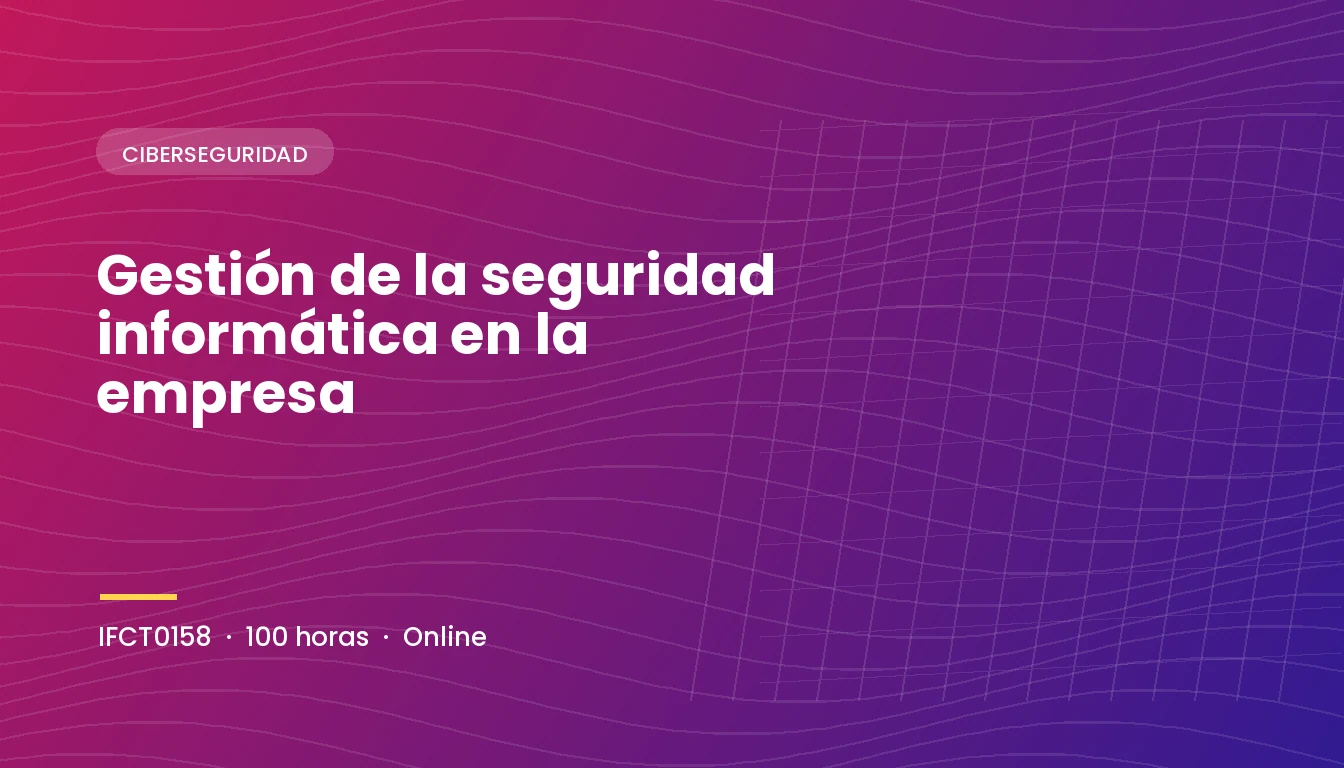 Gestión de la Seguridad Informática en la Empresa (IFCT0158)