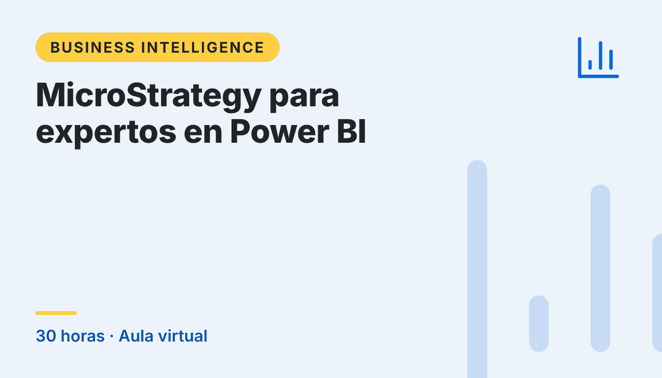 Portada del curso MicroStrategy para expertos en Power BI, 30 horas